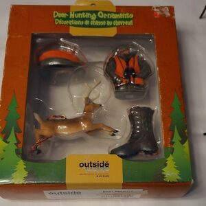 Outside Inside Deer Hunting Ornaments Set